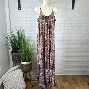 Rachel Zoe Spaghetti Strap Bohemian Floral Maxi Dress Oversized Small